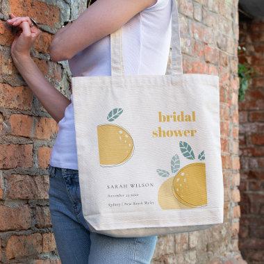 Cute Abstract Lemon Fruity Bold Bridal Shower Tote Bag