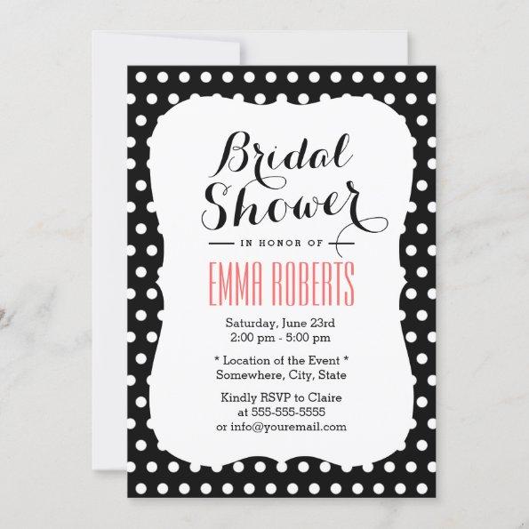 Cute Black & White Polka Dots Bridal Shower Invitations
