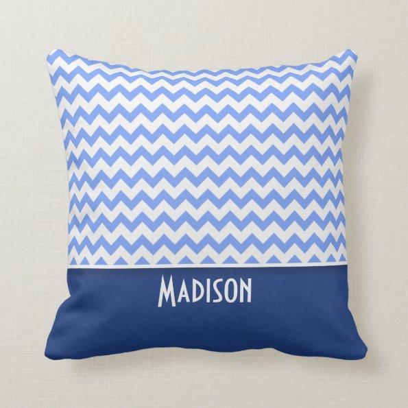 Cute Blue Chevron Pattern Throw Pillow