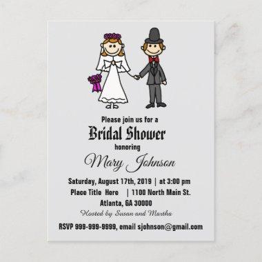 Cute Bride and Groom Stick Figures Invitation PostInvitations