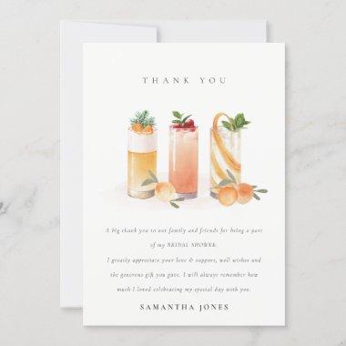 Cute Fruit Cocktail Orange Blush Bridal Shower Thank You Invitations
