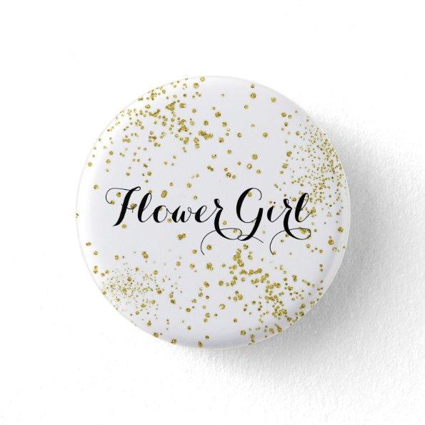 Cute Gold Glitter Flower Girl Button