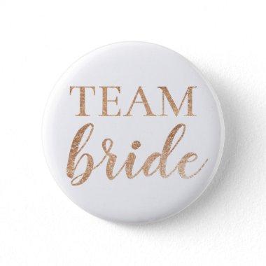 Cute Gold Glitter Team Bride Badge Button