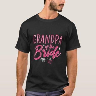 Cute Grandpa of The Bride Pink Calligraphy Script T-Shirt