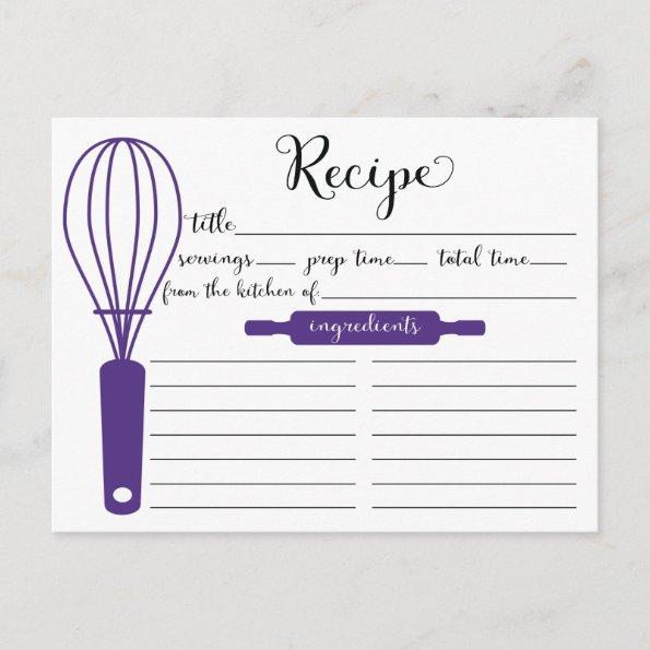 Cute Hand Lettered Purple Whisk Recipe Invitations