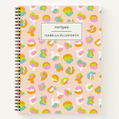 Cute Leopard Print Pattern in Pastel Custom Recipe Notebook