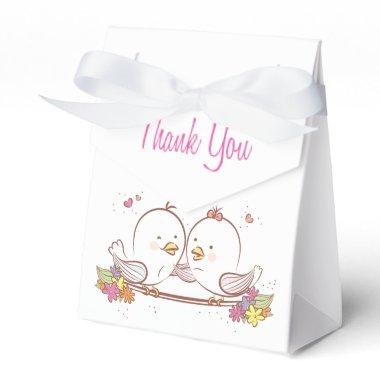 Cute Love Birds Lovebirds Pink Thank You Wedding Favor Boxes