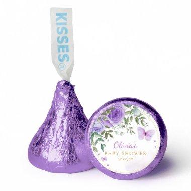 Cute Modern Purple Watercolor Floral Baby Shower Hershey®'s Kisses®