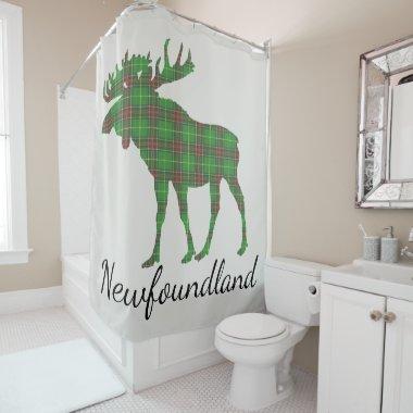 Cute Newfoundland moose tartan shower curtain