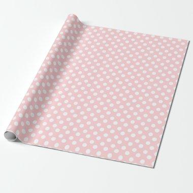 Cute Pastel Pink and White Polka Dots Pattern Wrapping Paper
