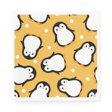 Cute penguin pattern yellow pattern napkins