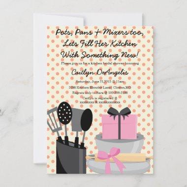 Cute Pink Kitchen Gadget Bridal Shower Invitations