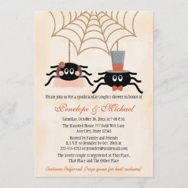 Cute Spider Halloween Couples Shower Invitations
