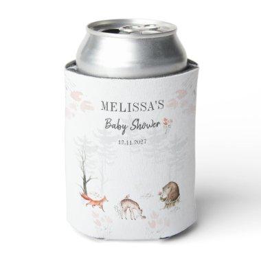 Cute Woodland Animals Forest Baby Shower Can Cooler