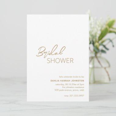 Dahlia Gold Contemporary Modern Bridal Shower Invitations