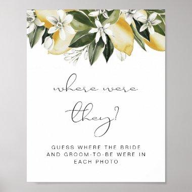 DAHLIA Lemon Guess Where Were They Bridal Shower Poster