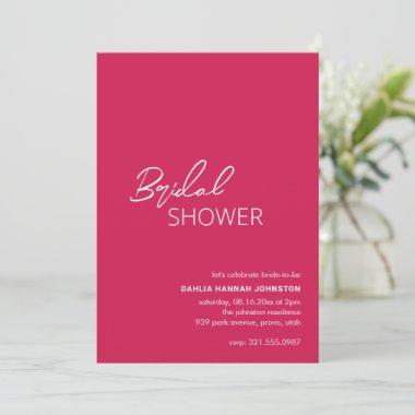 Dahlia Magenta Contemporary Modern Bridal Shower Invitations