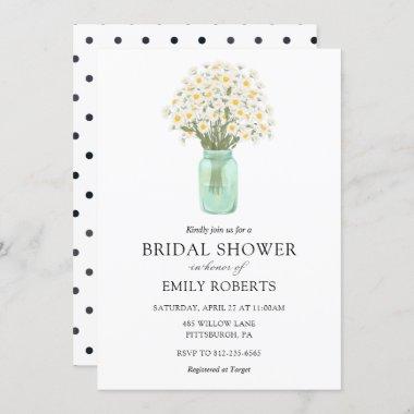 Daisies in Mason Jar Bridal Shower Invitations