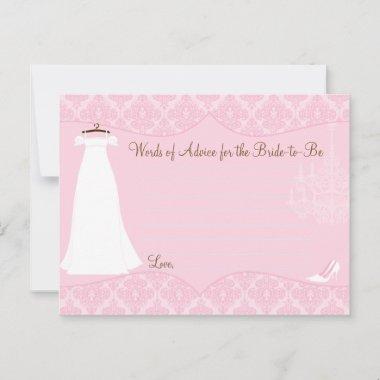 Damask Bridal Shower Advice card for the Bride