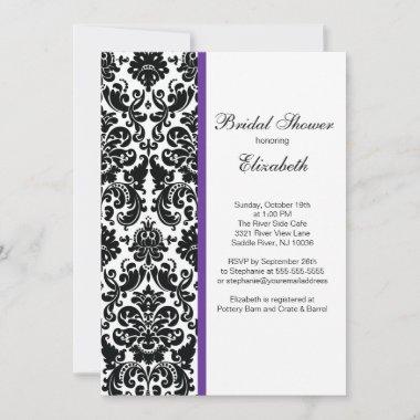 Damask Bridal Shower Invitations Eggplant Purple