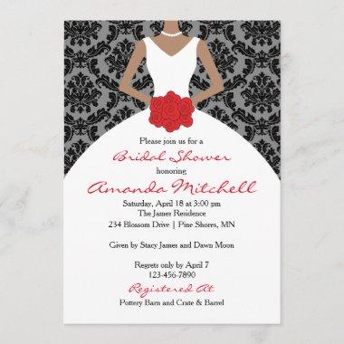 Damask Bride Bridal Shower Invitations │ Dark Skin