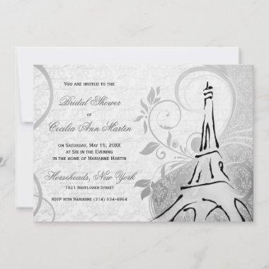 Damask Parisienne - Black & White Bridal Shower Invitations
