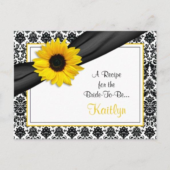 Damask Yellow Sunflower Recipe Invitations for the Bride