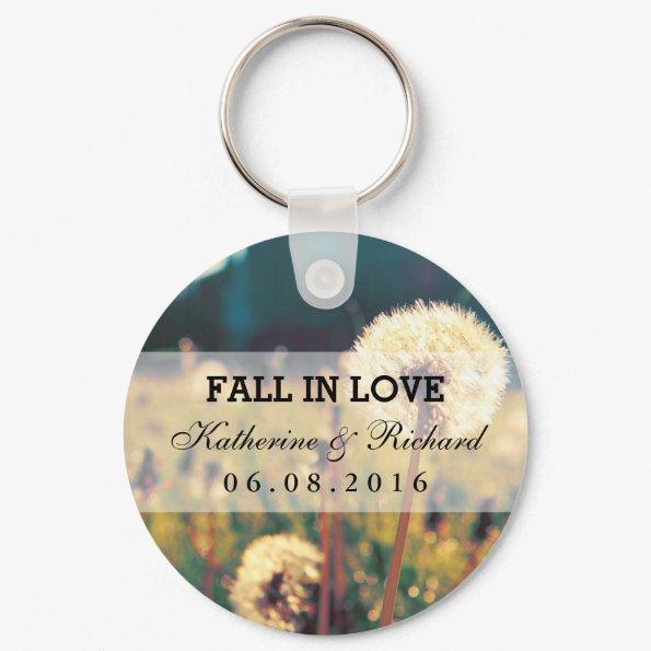 Dandelion Flower Wedding Favor Keepsake Keychain