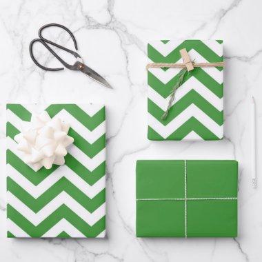 Dark Green & White Chevron Wedding Birthday Wrapping Paper Sheets