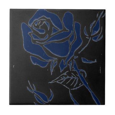 "Dark Rose Blue" Kitchen Garden Ceramic Tile