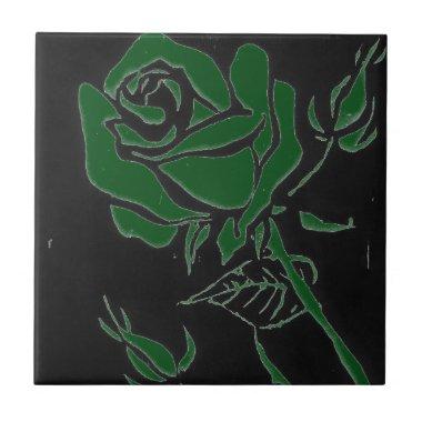 "Dark Rose Green" Kitchen Garden Ceramic Tile