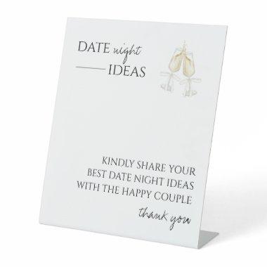 Date Night Ideas Bridal Shower Game Modern Script Pedestal Sign