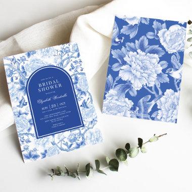 Delft Blue White Chinoiserie Floral Bridal Shower Invitations