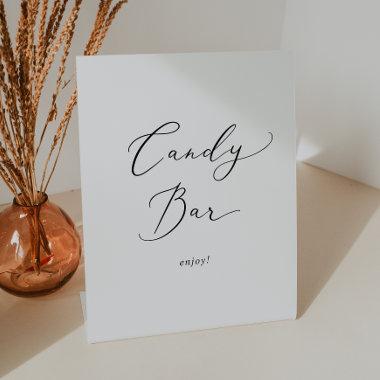 Delicate Black Calligraphy Wedding Candy Bar Pedestal Sign