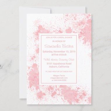 Delicate Blush Paint Splatter Bridal Shower Invitations