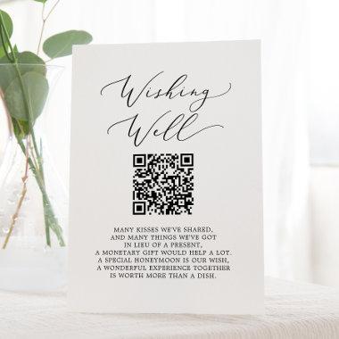 Delicate Calligraphy QR Code Wedding Wishing Well Pedestal Sign