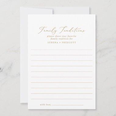 Delicate Gold Calligraphy Lined Family Traditions Advice Card