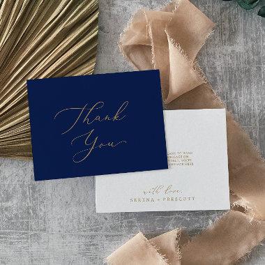 Delicate Gold Calligraphy | Navy Thank You Invitations