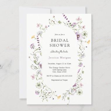 Delicate Lavender Yellow Wildflower Bridal Shower Invitations