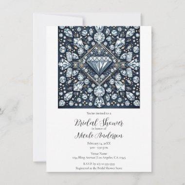 Denim & Diamonds Bling Glam Bridal Shower Invitations