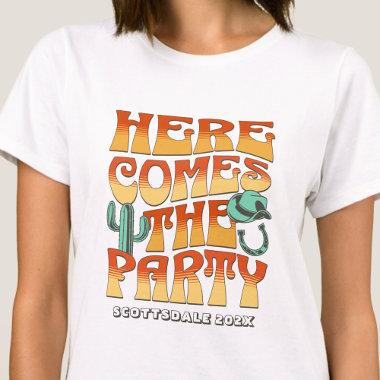 Desert Bachelorette Party Western Cowboy Groovy T-Shirt