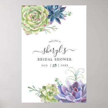 Desert Cactus Succulents Bridal Shower Welcome Poster