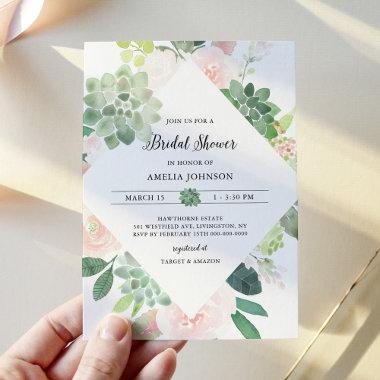 DEVON Greenery Succulent Bridal Shower Invitations