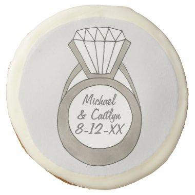 Diamond Engagement Ring Wedding Bridal Shower Sugar Cookie