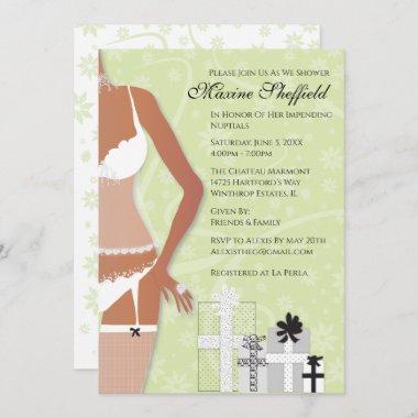 Diamond Lingerie Bridal Shower Chartreuse Green Invitations