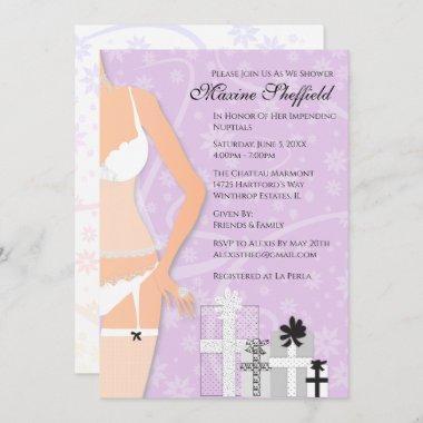 Diamond Lingerie Bridal Shower Purple Invitations