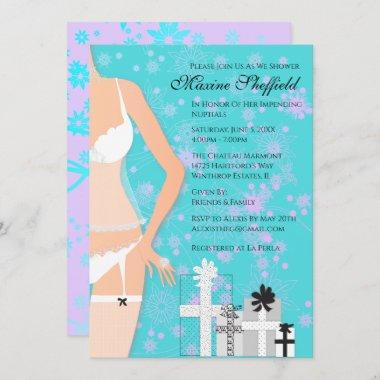 Diamond Lingerie Bridal Shower Teal and Purple Invitations