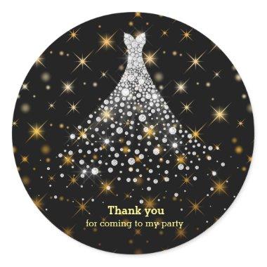Diamond sparkling gown classic round sticker