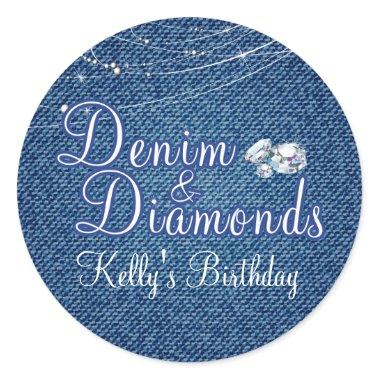 Diamonds and Denim Party Stickers