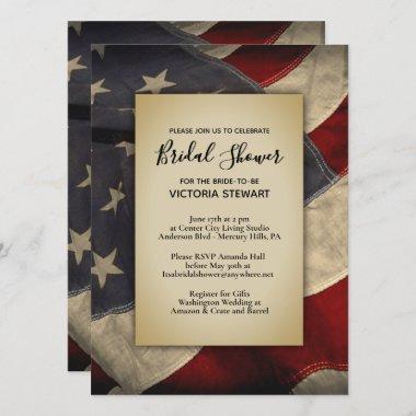 Distressed American Flag Bridal Shower Invitations